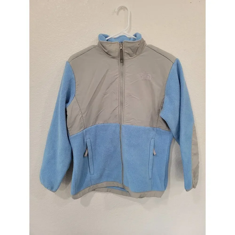 North‎ Face Girls Blue Gray Denali Full Zip Jacket size Large #2